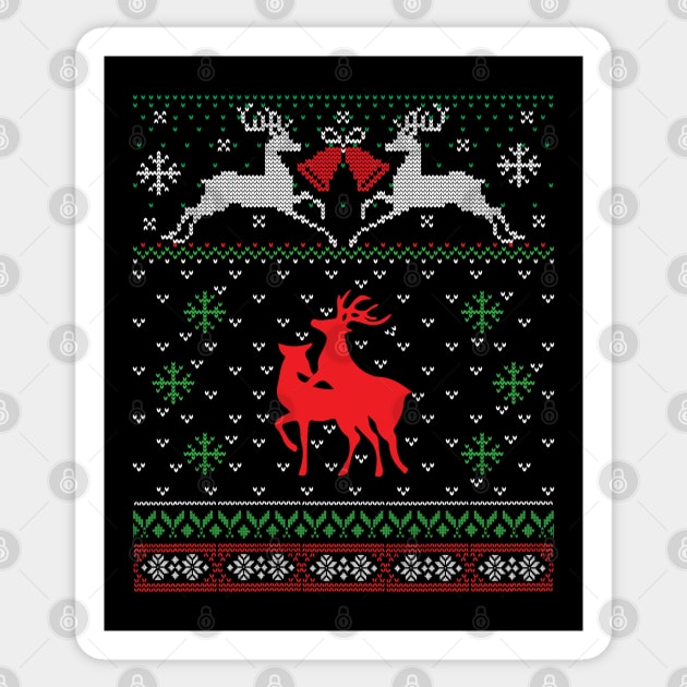 mating reindeer ugly Christmas sweater Sticker by MZeeDesigns